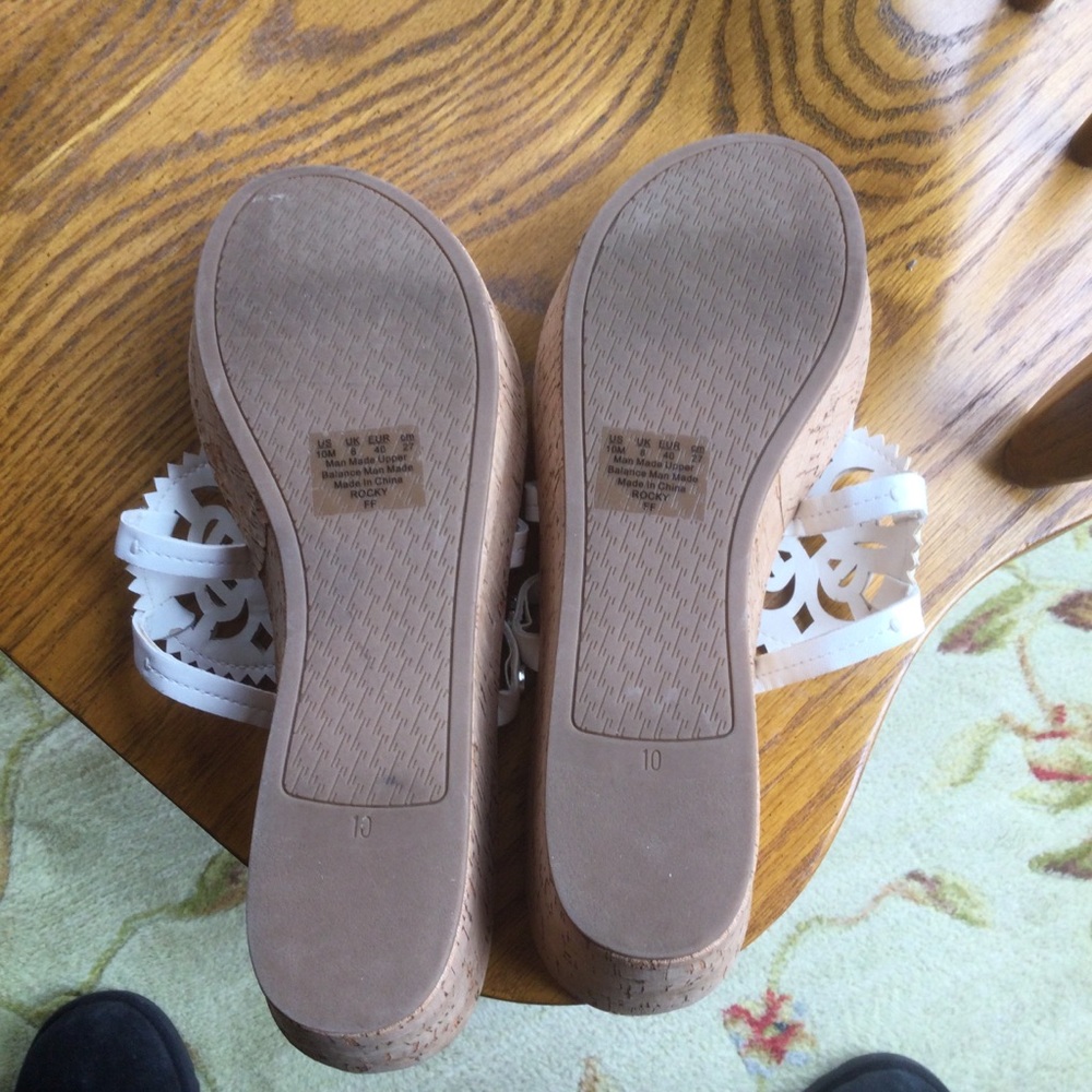 Circus by Sam Edelman White Cork Wedge Thong Sandal Size 10 - Picture 8 of 10